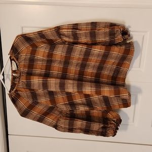 Brown plaid blouse